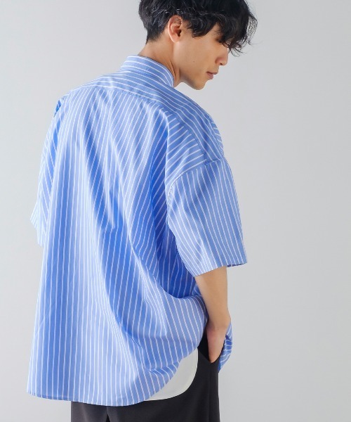 improves（インプローブス）の「ブロード オーバーサイズ レギュラーカラー 半袖 ストライプシャツ（シャツ/ブラウス・メンズ・サックスブルー/ラベンダー/イエロー/ホワイト・LARGE/X-LARGE/MEDIUM）」の12枚目の写真