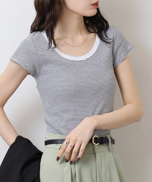 MILLER（ミラー）の「Robert P.Miller コットン パネルリブ 半袖 Tシャツ レディース RPM（Tシャツ/カットソー・レディース・ホワイト/ブラック/ホワイト×ブラック/ブラウン系その他・FREE）」の21枚目の写真