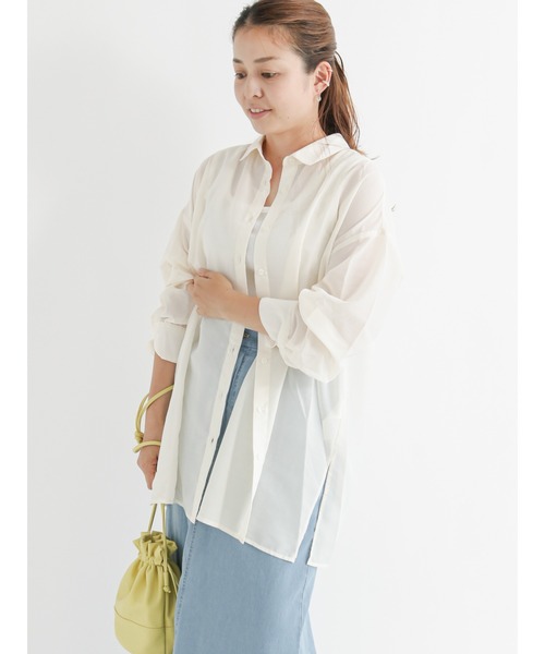 Lugnoncure(ルノンキュール)の「シアービッグシャツ(シャツ/ブラウス・レディース・ブラック/オフホワイト/ピンク/グリーン・フリ-)」の1枚目の写真