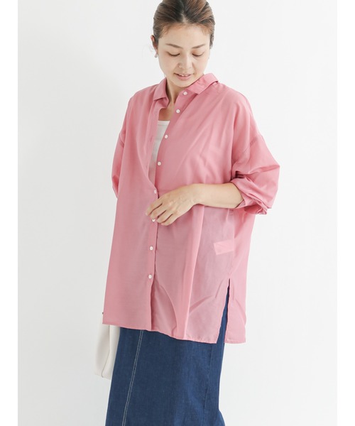 Lugnoncure(ルノンキュール)の「シアービッグシャツ(シャツ/ブラウス・レディース・ブラック/オフホワイト/ピンク/グリーン・フリ-)」の4枚目の写真