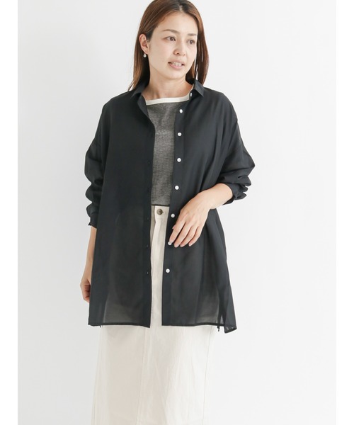 Lugnoncure(ルノンキュール)の「シアービッグシャツ(シャツ/ブラウス・レディース・ブラック/オフホワイト/ピンク/グリーン・フリ-)」の2枚目の写真