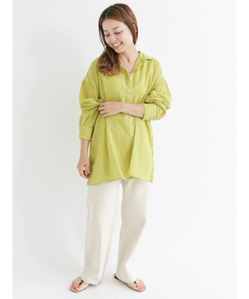 Lugnoncure(ルノンキュール)の「シアービッグシャツ(シャツ/ブラウス・レディース・ブラック/オフホワイト/ピンク/グリーン・フリ-)」の13枚目の写真