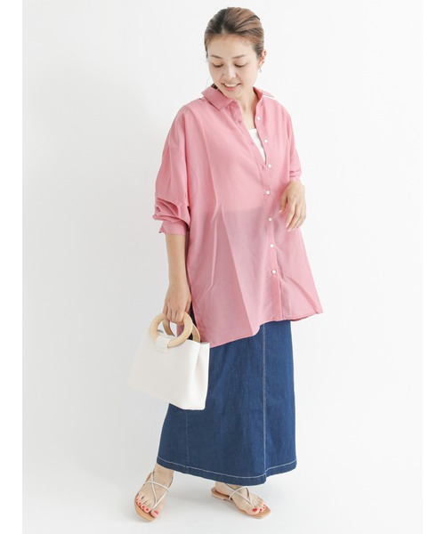 Lugnoncure(ルノンキュール)の「シアービッグシャツ(シャツ/ブラウス・レディース・ブラック/オフホワイト/ピンク/グリーン・フリ-)」の12枚目の写真