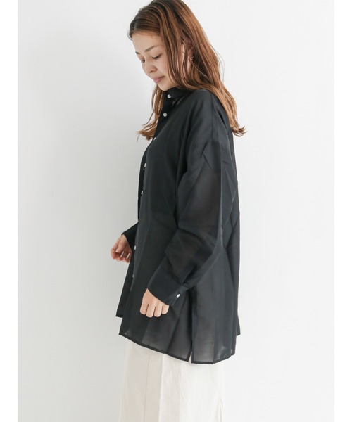 Lugnoncure(ルノンキュール)の「シアービッグシャツ(シャツ/ブラウス・レディース・ブラック/オフホワイト/ピンク/グリーン・フリ-)」の9枚目の写真