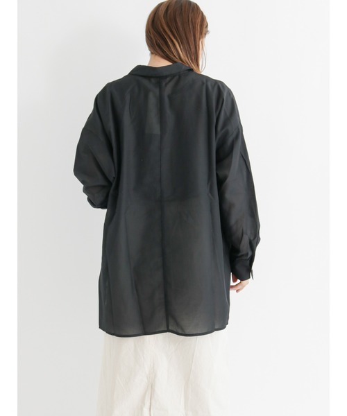 Lugnoncure(ルノンキュール)の「シアービッグシャツ(シャツ/ブラウス・レディース・ブラック/オフホワイト/ピンク/グリーン・フリ-)」の8枚目の写真