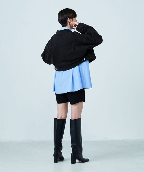 Rie Miller(リエミラー)の「ショート丈デニムGジャン(デニムジャケット・レディース・ブラック/インディゴブルー・FREE)」の7枚目の写真