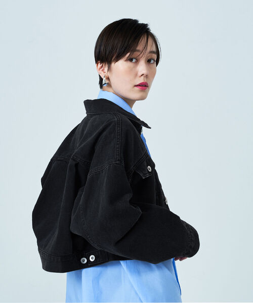 Rie Miller(リエミラー)の「ショート丈デニムGジャン(デニムジャケット・レディース・ブラック/インディゴブルー・FREE)」の15枚目の写真