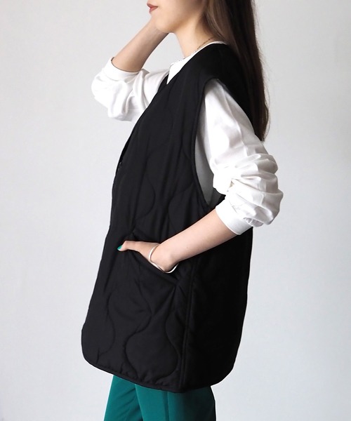 Riberry（リベリー）の「キルティングベスト（ベスト・レディース・カーキ/アイボリー/ベージュ/ブラック・MEDIUM）」の12枚目の写真