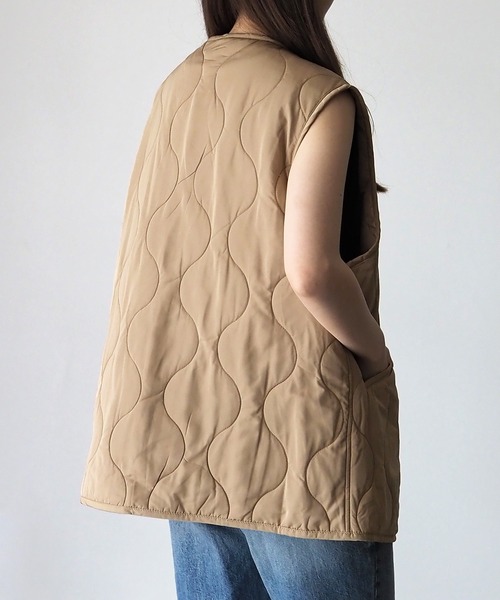 Riberry（リベリー）の「キルティングベスト（ベスト・レディース・カーキ/アイボリー/ベージュ/ブラック・MEDIUM）」の19枚目の写真