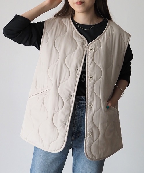 Riberry（リベリー）の「キルティングベスト（ベスト・レディース・カーキ/アイボリー/ベージュ/ブラック・MEDIUM）」の13枚目の写真