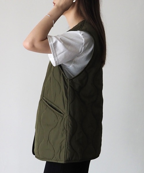 Riberry（リベリー）の「キルティングベスト（ベスト・レディース・カーキ/アイボリー/ベージュ/ブラック・MEDIUM）」の8枚目の写真