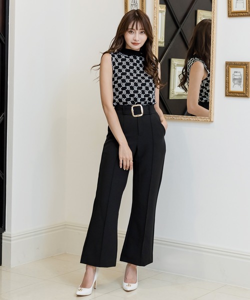 Julia Boutique（ジュリアブティック）の「JBモノグラム柄ハイネックノースリーブニットトップス/22532（ニット/セーター・レディース・ホワイト/ブラック/ベージュ・ONE）」の12枚目の写真