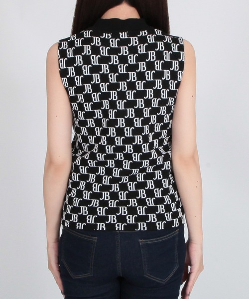 Julia Boutique（ジュリアブティック）の「JBモノグラム柄ハイネックノースリーブニットトップス/22532（ニット/セーター・レディース・ホワイト/ブラック/ベージュ・ONE）」の13枚目の写真