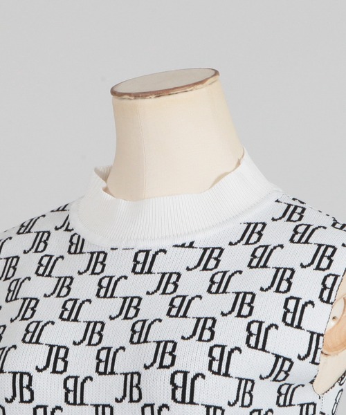 Julia Boutique（ジュリアブティック）の「JBモノグラム柄ハイネックノースリーブニットトップス/22532（ニット/セーター・レディース・ホワイト/ブラック/ベージュ・ONE）」の19枚目の写真