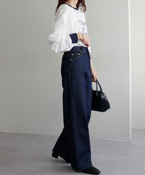 DISCOAT（ディスコート）の「デニムワイドパンツ（デニムパンツ・レディース・ネイビー・SMALL/LARGE/MEDIUM）」の4枚目の写真