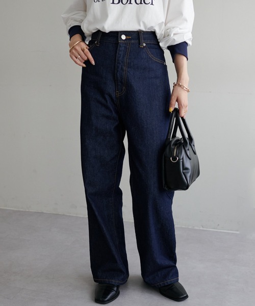 DISCOAT（ディスコート）の「デニムワイドパンツ（デニムパンツ・レディース・ネイビー・SMALL/LARGE/MEDIUM）」の6枚目の写真