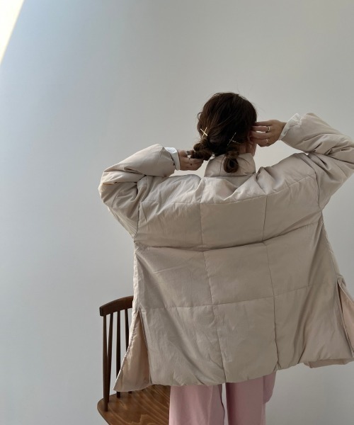 y/m by misato（イムバイミサト）の「ヴィンテージタフタスタンドカラージャケット（ダウンジャケット/コート・レディース・ブラック/カーキ/アイボリー・FREE）」の9枚目の写真