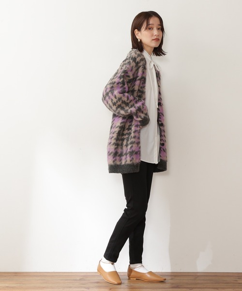 N.（N. Natural Beauty Basic）（エヌエヌナチュラルビューティーベーシック）の「◆モヘヤ混千鳥柄ニットカーディガン（カーディガン/ボレロ・レディース・チャコールグレー/ブラウン・MEDIUM）」の10枚目の写真