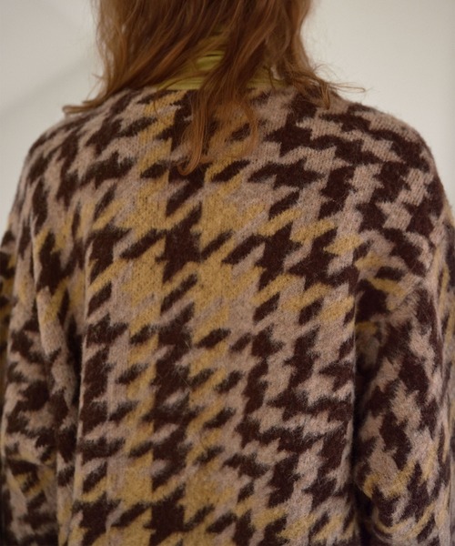 N.（N. Natural Beauty Basic）（エヌエヌナチュラルビューティーベーシック）の「◆モヘヤ混千鳥柄ニットカーディガン（カーディガン/ボレロ・レディース・チャコールグレー/ブラウン・MEDIUM）」の17枚目の写真