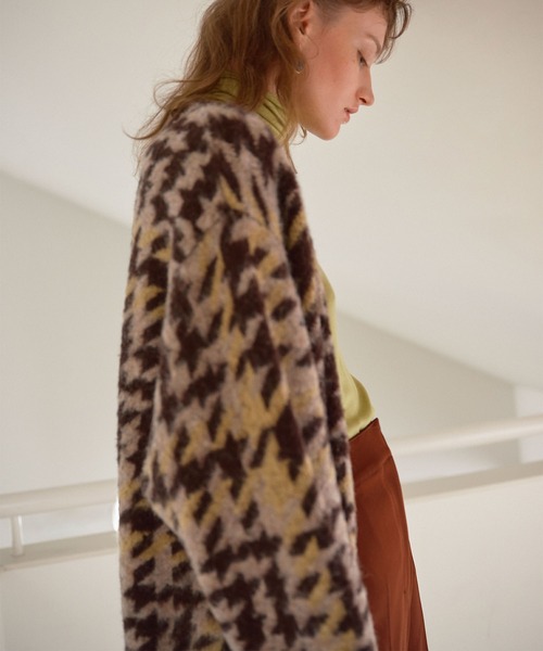 N.（N. Natural Beauty Basic）（エヌエヌナチュラルビューティーベーシック）の「◆モヘヤ混千鳥柄ニットカーディガン（カーディガン/ボレロ・レディース・チャコールグレー/ブラウン・MEDIUM）」の16枚目の写真