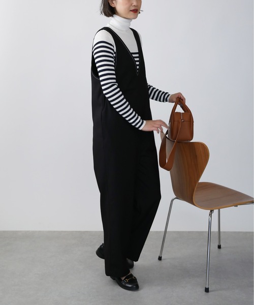 PICCIN（ピッチン）の「リボンサロペット（サロペット/オーバーオール・レディース・ブラック・M）」の3枚目の写真