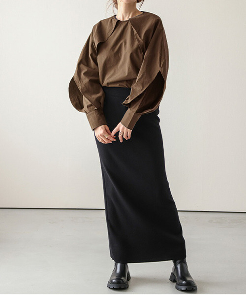 AMELY（エミリー）の「ボリュームスリーブブラウス（シャツ/ブラウス・レディース・ブラック/ホワイト/グリーン/ブラウン・フリー）」の7枚目の写真