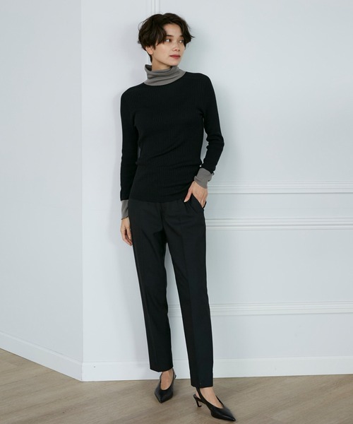 INED（イネド）の「【冬の美脚パンツ】ウールミックステーパードパンツ（その他パンツ・レディース・その他4/ブラック/レッド/ネイビー/その他3/オフホワイト・5号/7号/9号/11号）」の3枚目の写真