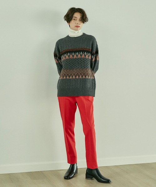 INED（イネド）の「【冬の美脚パンツ】ウールミックステーパードパンツ（その他パンツ・レディース・その他4/ブラック/レッド/ネイビー/その他3/オフホワイト・5号/7号/9号/11号）」の7枚目の写真