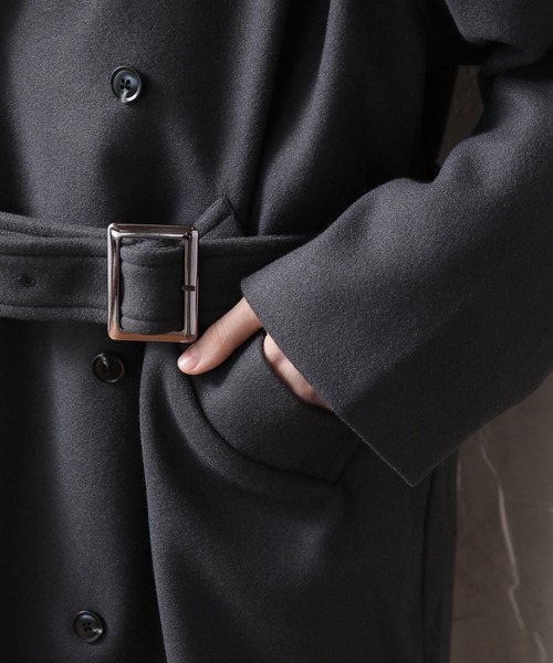 Art re A select(アトリエセレクト)の「WOOLLIKE MELTON LOOSE TRENCHCOAT/ウールライク メルトン ルーズ トレンチコート ロングコート(トレンチコート・メンズ・ベージュ/チャコールグレー/ブラック・L/M)」の18枚目の写真