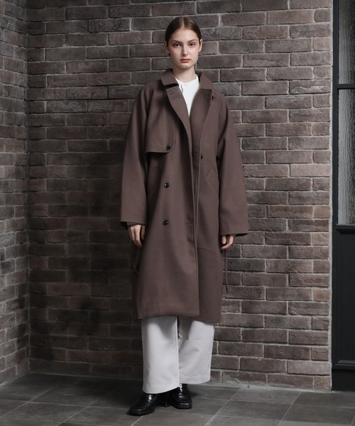Art re A select(アトリエセレクト)の「WOOLLIKE MELTON LOOSE TRENCHCOAT/ウールライク メルトン ルーズ トレンチコート ロングコート(トレンチコート・メンズ・ベージュ/チャコールグレー/ブラック・L/M)」の4枚目の写真