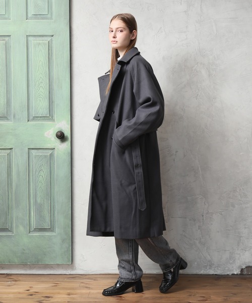 Art re A select(アトリエセレクト)の「WOOLLIKE MELTON LOOSE TRENCHCOAT/ウールライク メルトン ルーズ トレンチコート ロングコート(トレンチコート・メンズ・ベージュ/チャコールグレー/ブラック・L/M)」の16枚目の写真