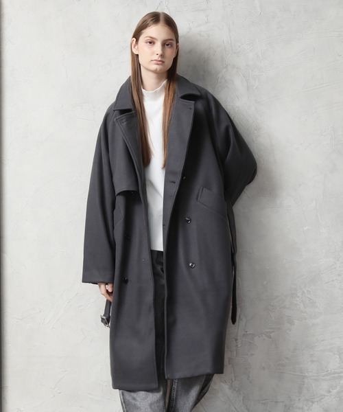 Art re A select(アトリエセレクト)の「WOOLLIKE MELTON LOOSE TRENCHCOAT/ウールライク メルトン ルーズ トレンチコート ロングコート(トレンチコート・メンズ・ベージュ/チャコールグレー/ブラック・L/M)」の17枚目の写真