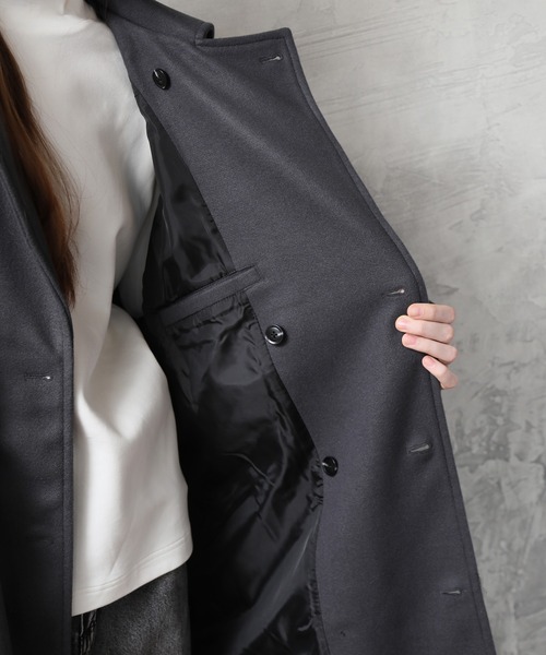 Art re A select(アトリエセレクト)の「WOOLLIKE MELTON LOOSE TRENCHCOAT/ウールライク メルトン ルーズ トレンチコート ロングコート(トレンチコート・メンズ・ベージュ/チャコールグレー/ブラック・L/M)」の9枚目の写真