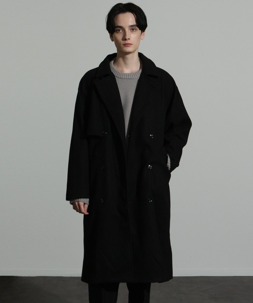 セール】WOOLLIKE MELTON LOOSE TRENCHCOAT/ウールライク メルトン