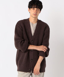 ワッフル編み Vネックカーディガン