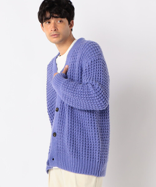 COMME CA ISM(コムサイズム)の「ワッフル編み Vネックカーディガン(カーディガン/ボレロ・メンズ・アイボリー/ライラック/ダークブラウン/グリーン・FREE)」の6枚目の写真