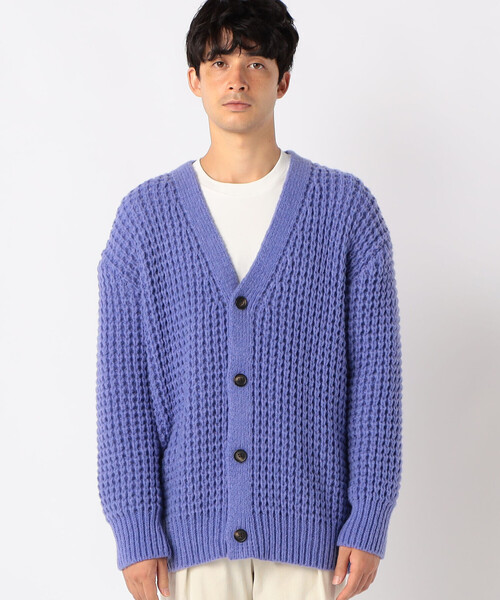 COMME CA ISM(コムサイズム)の「ワッフル編み Vネックカーディガン(カーディガン/ボレロ・メンズ・アイボリー/ライラック/ダークブラウン/グリーン・FREE)」の7枚目の写真