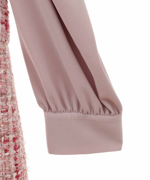 31 Sons de mode（トランテアン　ソン　ドゥ　モード）の「異素材ベアドッキングワンピース（ワンピース・レディース・オフホワイト/ブラック/ピンク・36/38）」の7枚目の写真