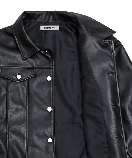Figments（フィグメンツ）の「合皮オーバージャケット（ライダースジャケット・レディース・ブラック・SMALL/MEDIUM）」の3枚目の写真