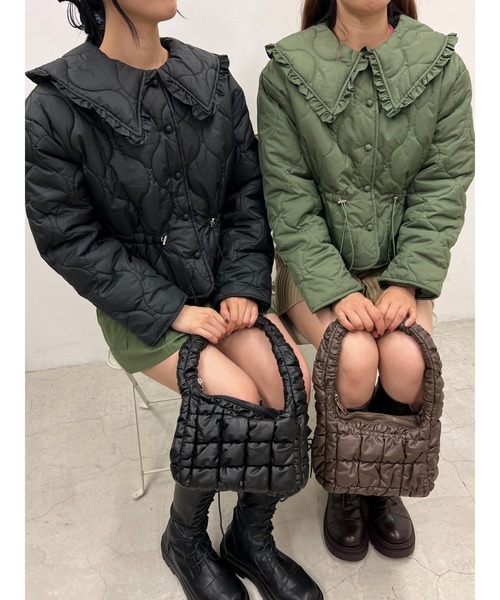 PHILLY(フィリー)の「フリルキルティングジャケット(ブルゾン・レディース・ブラック/カーキ・FREE)」の15枚目の写真