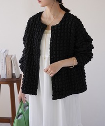 IAMUSE | 【カーディガンにもトップスにもなる1枚】2WAY裏地付きポップコーンカーディガン S0794【IAMUSE】(カーディガン/ボレロ)