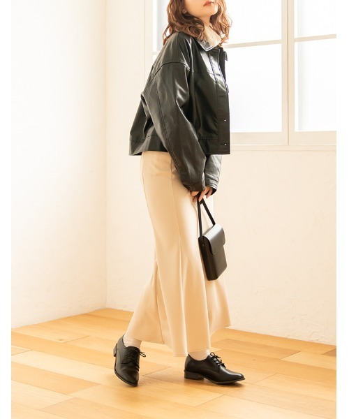 chocomee（チョコミー）の「fake leather jacket/フェイクレザージャケット（ブルゾン・レディース・ブラウン/ブラック・FREE）」の7枚目の写真