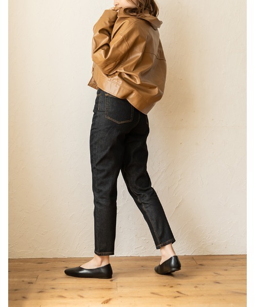 chocomee（チョコミー）の「fake leather jacket/フェイクレザージャケット（ブルゾン・レディース・ブラウン/ブラック・FREE）」の10枚目の写真