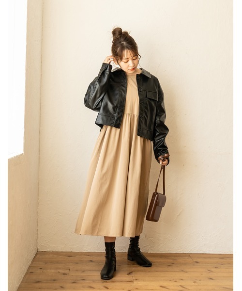 chocomee（チョコミー）の「fake leather jacket/フェイクレザージャケット（ブルゾン・レディース・ブラウン/ブラック・FREE）」の15枚目の写真