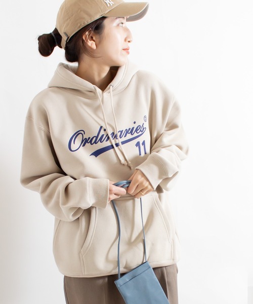 ALL ORDINARIES（オールオーディナリーズ）の「Ordinaries11 スクリプトロゴプルパーカ（パーカー・レディース・アッシュグレー/チャコールグレー/グリーン/サンドベージュ・M/S/L）」の20枚目の写真