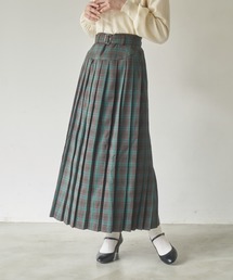 idem | belted pleats check skirt/プリーツチェックロングスカート(スカート)