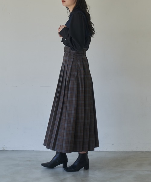 idem(イデム)の「belted pleats check skirt/プリーツチェックロングスカート(スカート・レディース・グレー/グリーン・FREE/SMALL)」の18枚目の写真