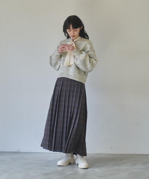 スカート idem drawstring check pleats skirt drawstring check pleats skirt – idem