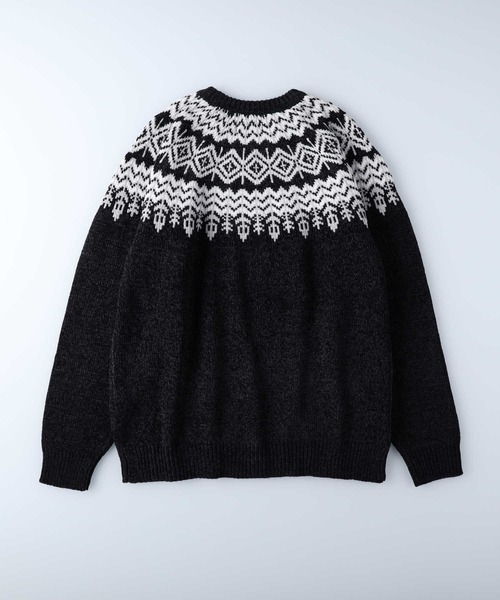 BACK NUMBER（バックナンバー）の「【BACK NUMBER】求心柄モールクルーニット（ニット/セーター・メンズ・ブラック/グレー/オフホワイト・S/M/L/XL）」の10枚目の写真