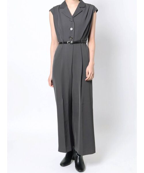 MURUA（ムルーア）の「ウエストベルトワイドロンパース（ワンピース・レディース・モカ/ダークグレー・FREE）」の2枚目の写真